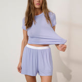 Soft Modal Rib Tee Short Set