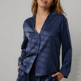 Washable Silk Button Up Long Sleeve Short Set